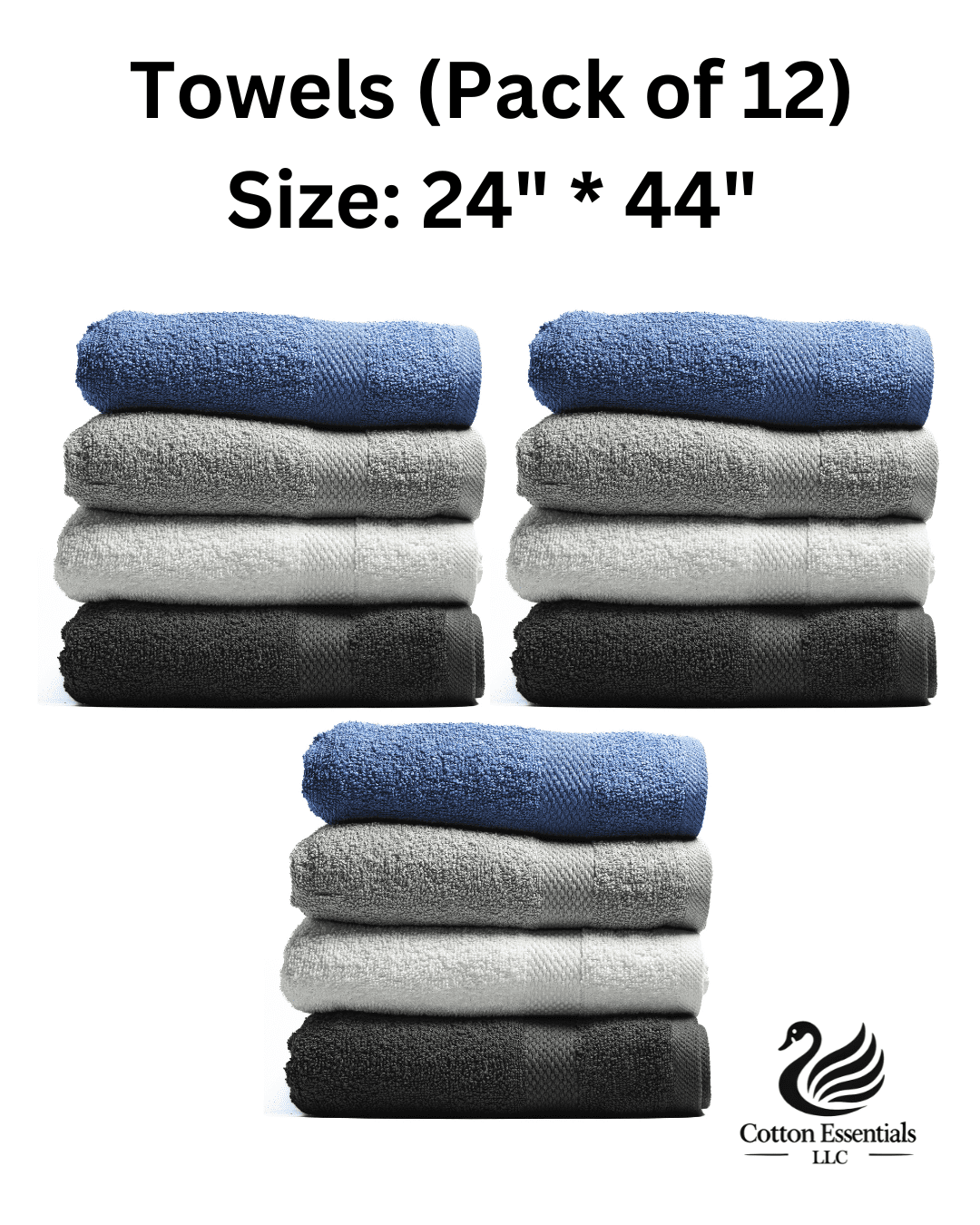 Bulk Bath Towels 24" * 44'' (12 pack)