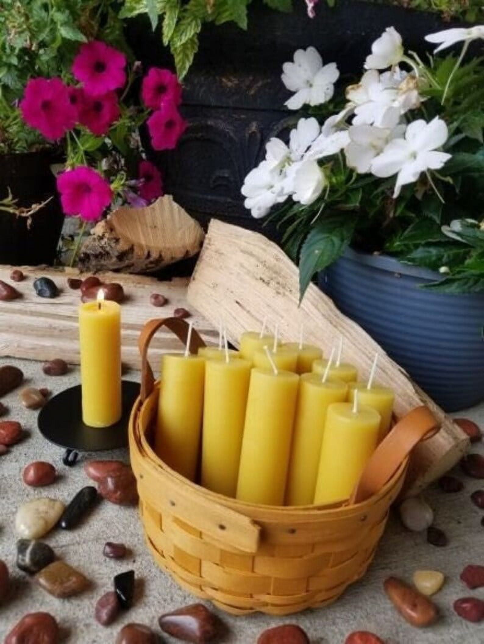 Bulk Beeswax Pillar Candles 100 % Pure Beeswax Organic Long Burning  Colonnade 4-inch x 1.25-inch 12 Pack Hypo-Allergenic 
