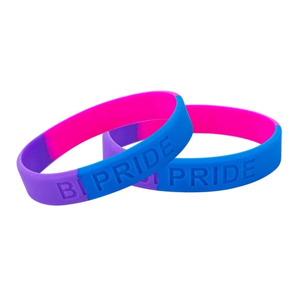 Bulk Bisexual Flag PRIDE Silicone Bracelets (25 Bracelets)