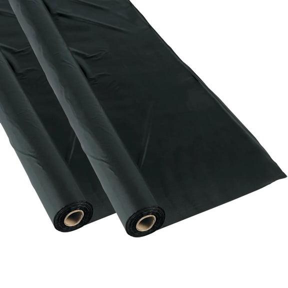 Bulk Black Extra Long Plastic Tablecloth Rolls 500 ft, 2 pc