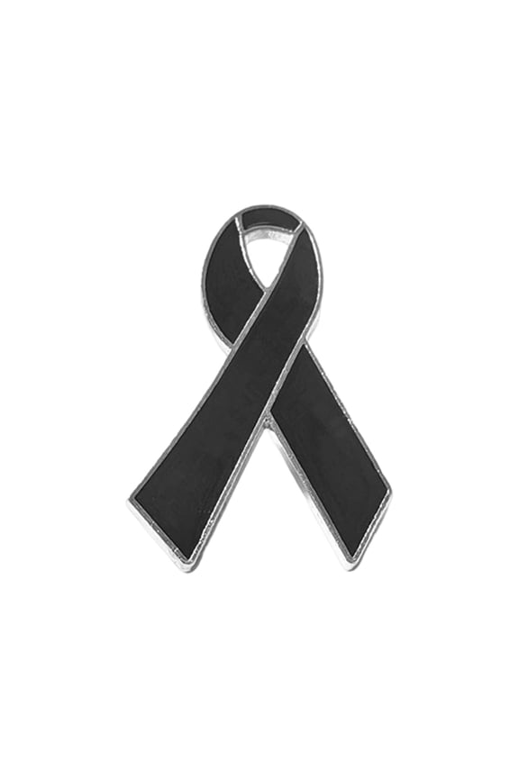 Bulk Black Ribbon Pins Melanoma Skin Cancer Awareness Pins, Black Enamel Ribbon Brooch Pin Badges Funeral Memorial Pins for Loss Support, Memorial Gift