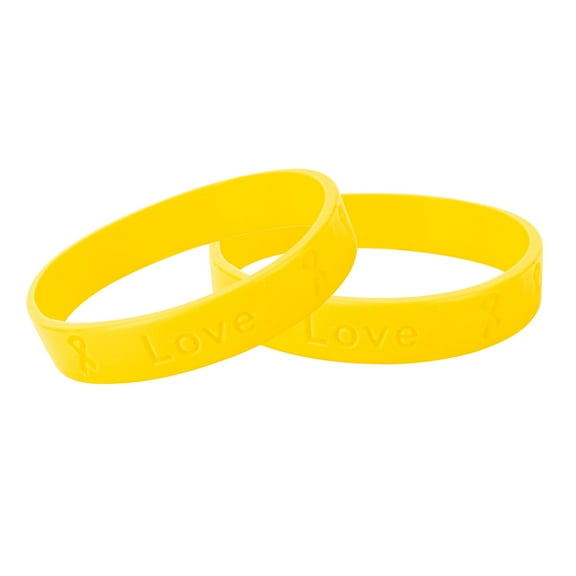 Bulk Bladder Cancer Awareness Yellow Silicone Bracelets (25 Bracelets)