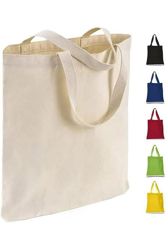 Bulk Blank Cotton Canvas Tote Bags Heavy Duty Ideal for Crafts and Promotions Wholesale Eco-Friendly Shopping Bag 15"W x 16"H