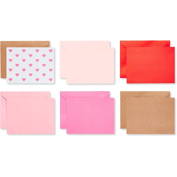 Bulk Blank Note Cards with Envelopes, Pink Heart Stationery (200-Count)