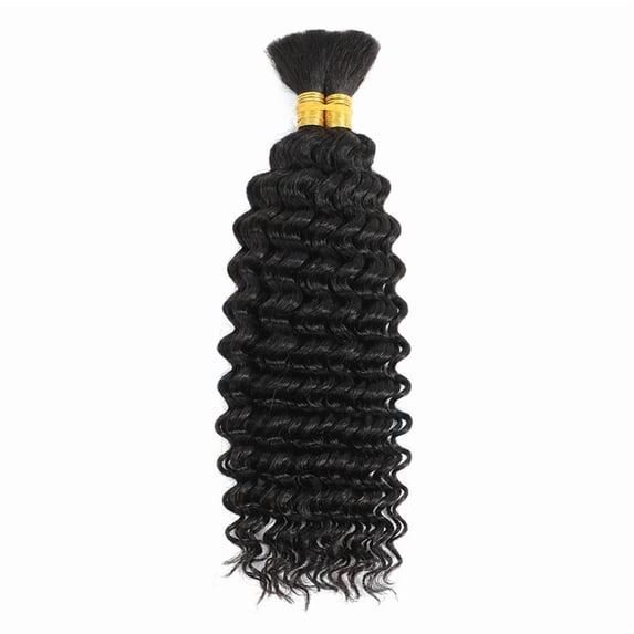 Bulk Braiding Hair Human Hair Deep Wave Colored Unprocessed No Weft Boho Braids Human Hair Bulk Extensions Brazilian Remy Hair,1b-100g-18inches-100g