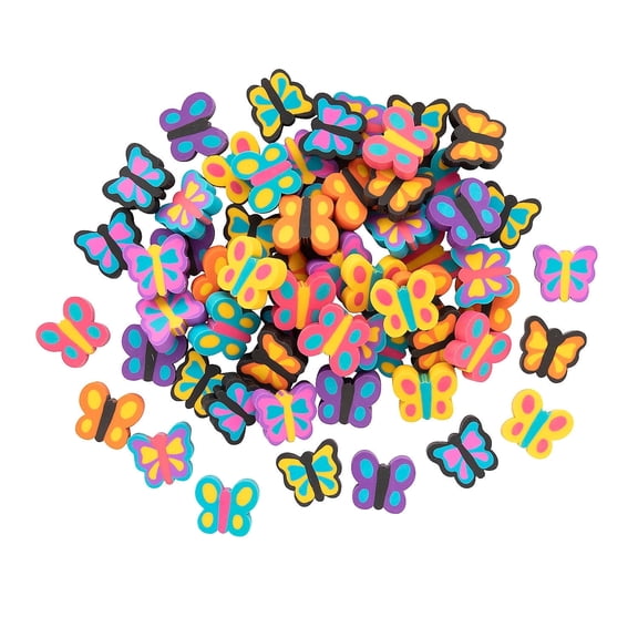 Fun Express Butterfly Pencil Novelty Erasers, Assorted Colors, 300 Count