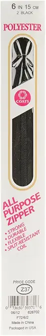 Bulk Buy: Coats & Clark All Purpose Plastic Zipper 6" Black F72 6-2 (3-Pack)