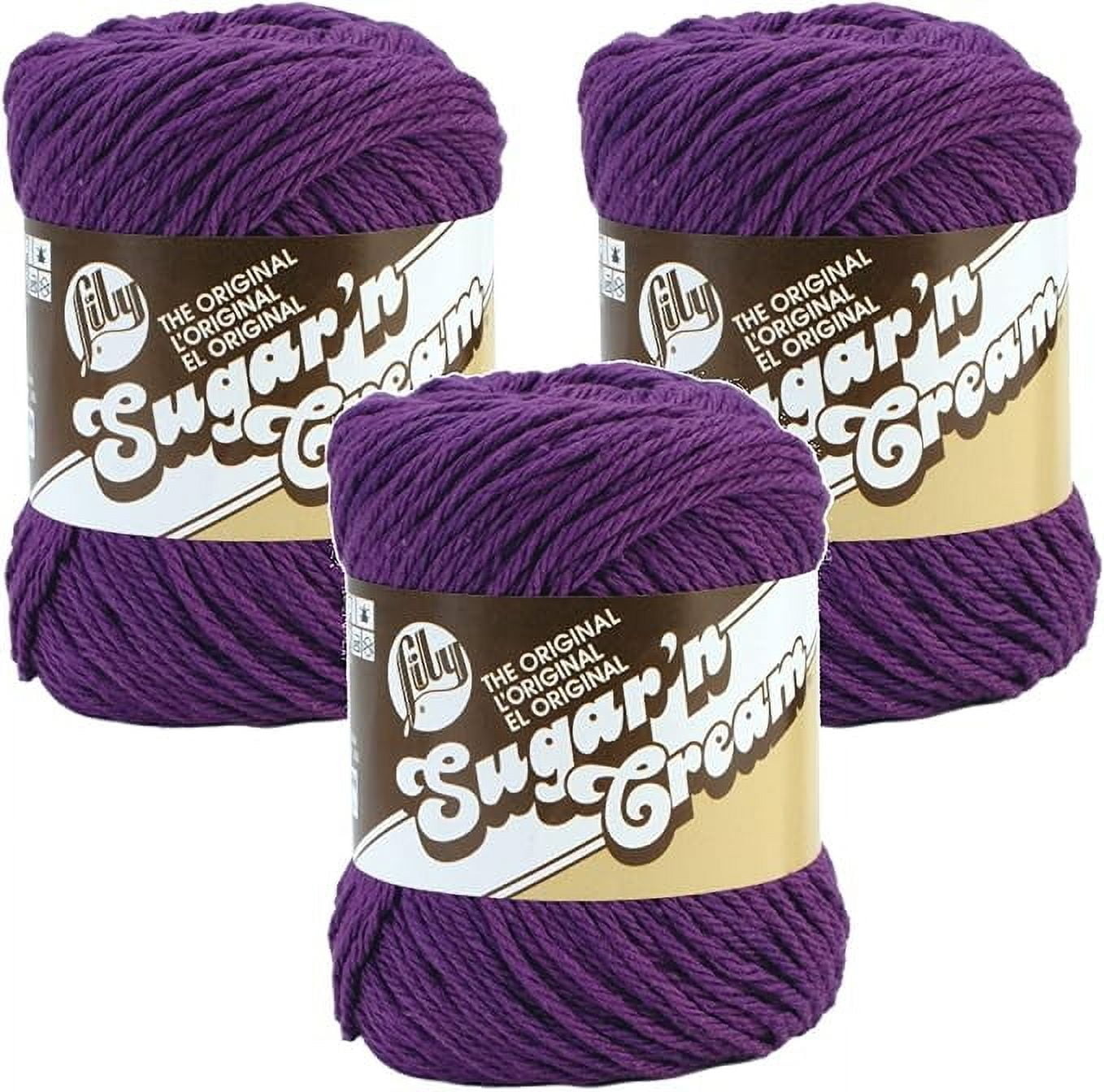 Bulk Buy: Lily Sugar 'n Cream Solids 100% Cotton Yarn (3-Pack) (Black Currant #1318)