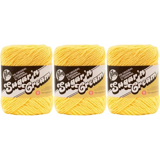 Bulk Buy Lily Sugar 'n Cream Solids 100 Cotton Yarn (3Pack) (Yellow