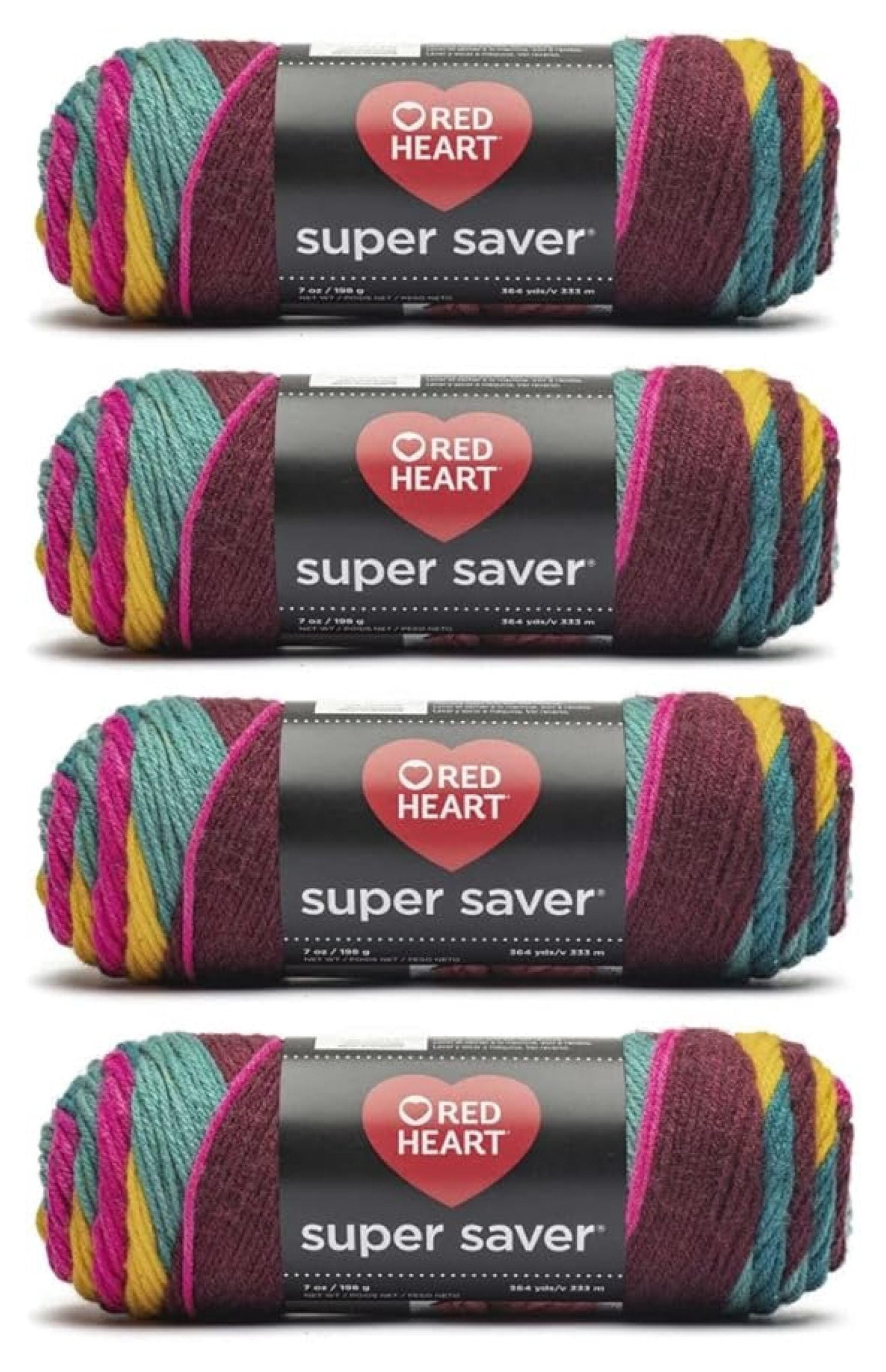 Bulk Buy - Super Saver Jeweltone Stripe Yarn - 4 Pack of 141g/5oz - Acrylic - 4 Medium (Worsted) - 236 Yards - Knitting/Crochet