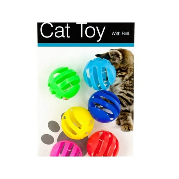 Bulk Buys Balls & Bells Cat Toy Set with Colorful Balls, Assorted (12 Piece)