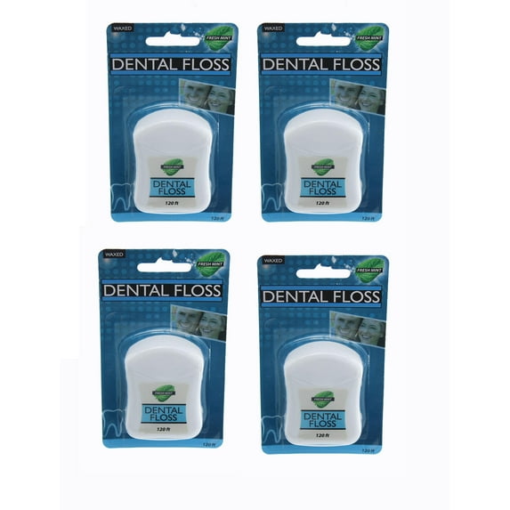 Fresh Mint Waxed Dental Floss 120 Feet 4 pack