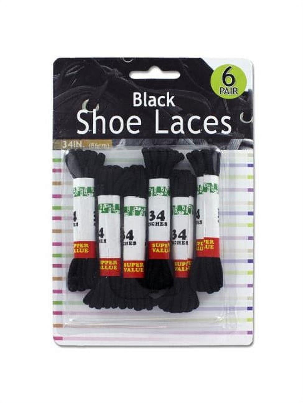 Bulk Buys GL00924 34'' Long Black Shoe Laces on a Blister Card Pack