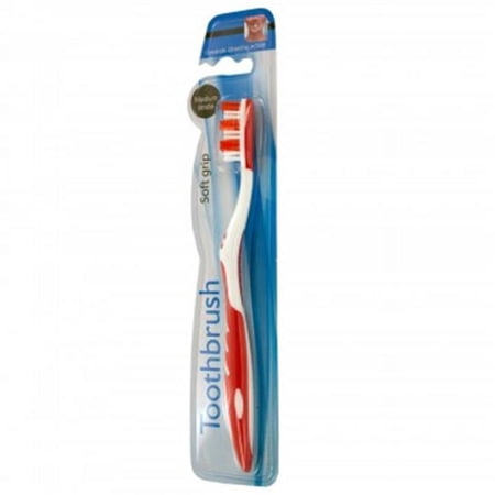 Bulk Buys GR141-72 Soft Grip Bristle Toothbrush, Medium - 72 Piece -Pack of 72