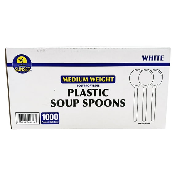 Sunset Plastic Medium Weight Soup Spoons 1000 Count