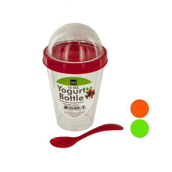 Bulk Buys HW778-16 Yogurt Cup with Top Compartment Spoon, 16 Piece -Pack of 16
