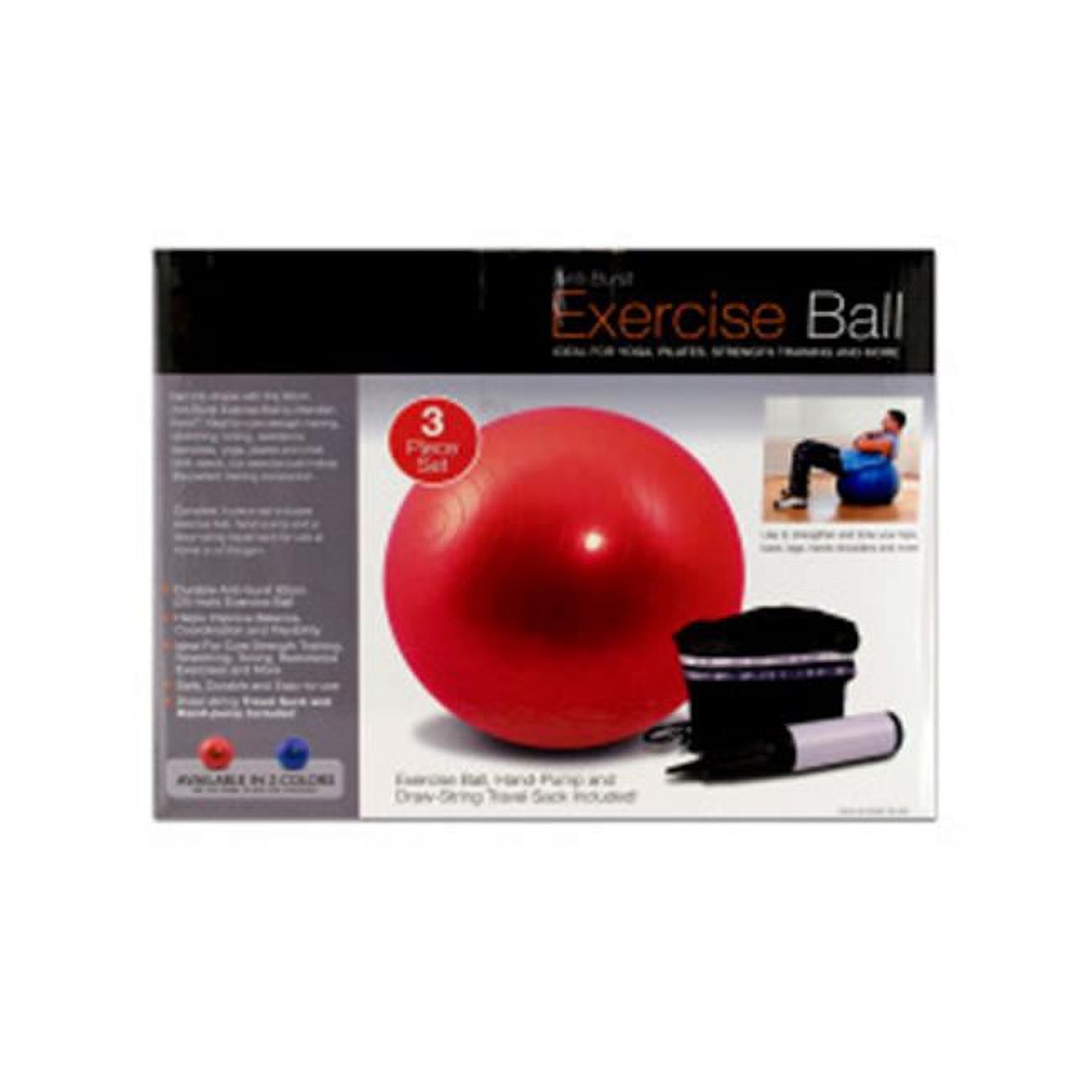 Bulk Buys OB350-1 25'' Plastic Rubber Exercise Ball with Pump - Pack of 1 - image 1 of 2