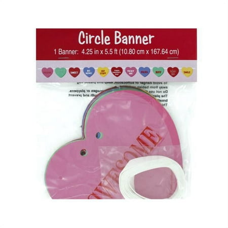 Bulk Buys PB771-48 Candy Hearts Circle Ribbon Banner - 48 Piece