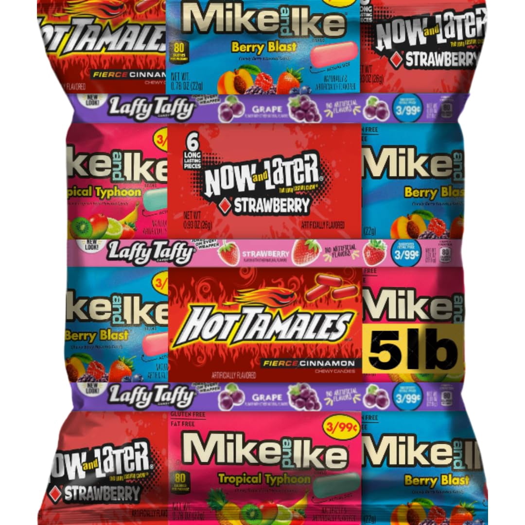 Bulk Candy Mix Variety Pack 5lb – 96 Count Individually Wrapped Assorted Candy for Parties, Pinatas, Office Snacks, Halloween, Events, Goodie Bags, Bulk Treats, Birthday Favors & Sharing
