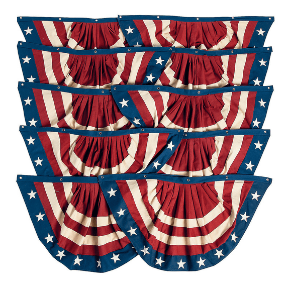 Bulk Canvas Vintage Americana Bunting, Home Decor, Fourth of July, 10 Pieces