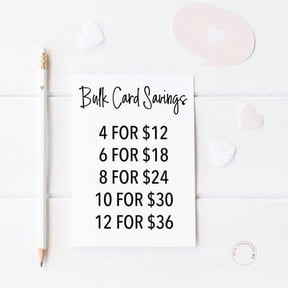 Bulk Card Savings Chart Affordable Cards Options for Every Occasion Save More with Multiple Purchases Perfect for Events, Anniversaries, or Celebrations