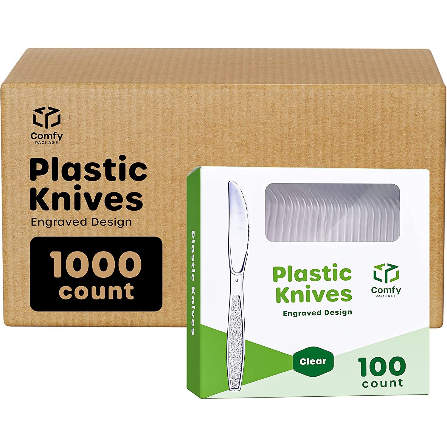 [Bulk Case of 10/100 Pack]1000 Pack Heavyweight Disposable Clear