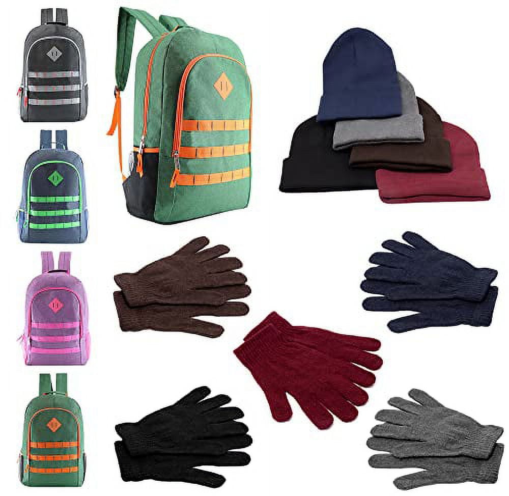 Bulk Case of 12 Backpacks and 12 Winter Item Sets Wholesale Care