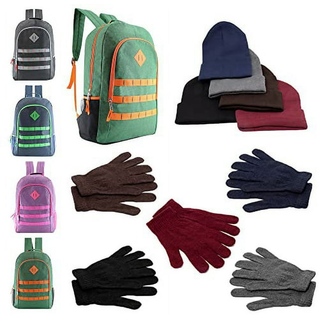 Bulk Case of 12 Backpacks and 12 Winter Item Sets Wholesale Care