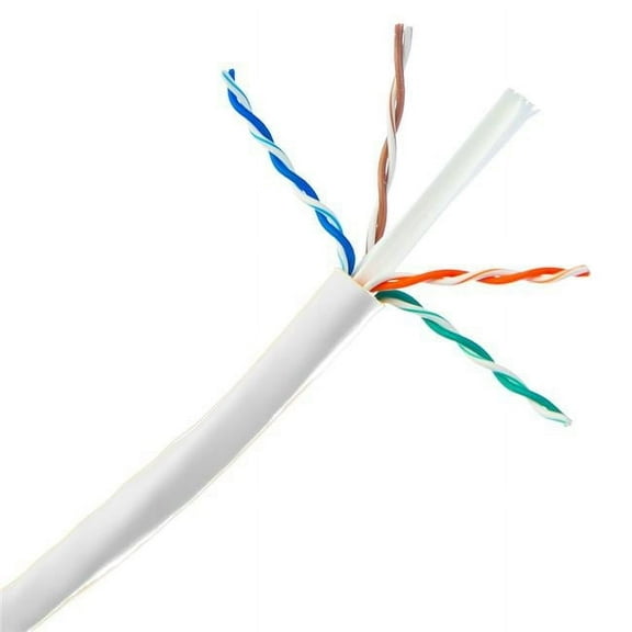 Bulk Cat6a White Ethernet Cable with 10 Gig Solid, UTP, 500Mhz, 23 AWG, Spool, 1000 ft.