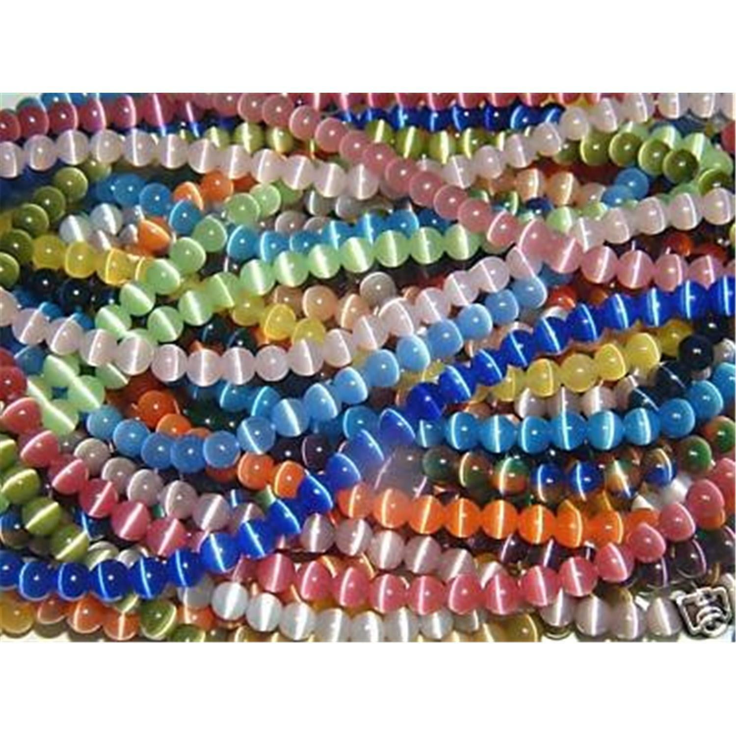 Bulk Cats Eye Beads - 6mm Cats Eye Beads Grade "A" Fiber Optic Beads - 65 per strand - Assorted Colors