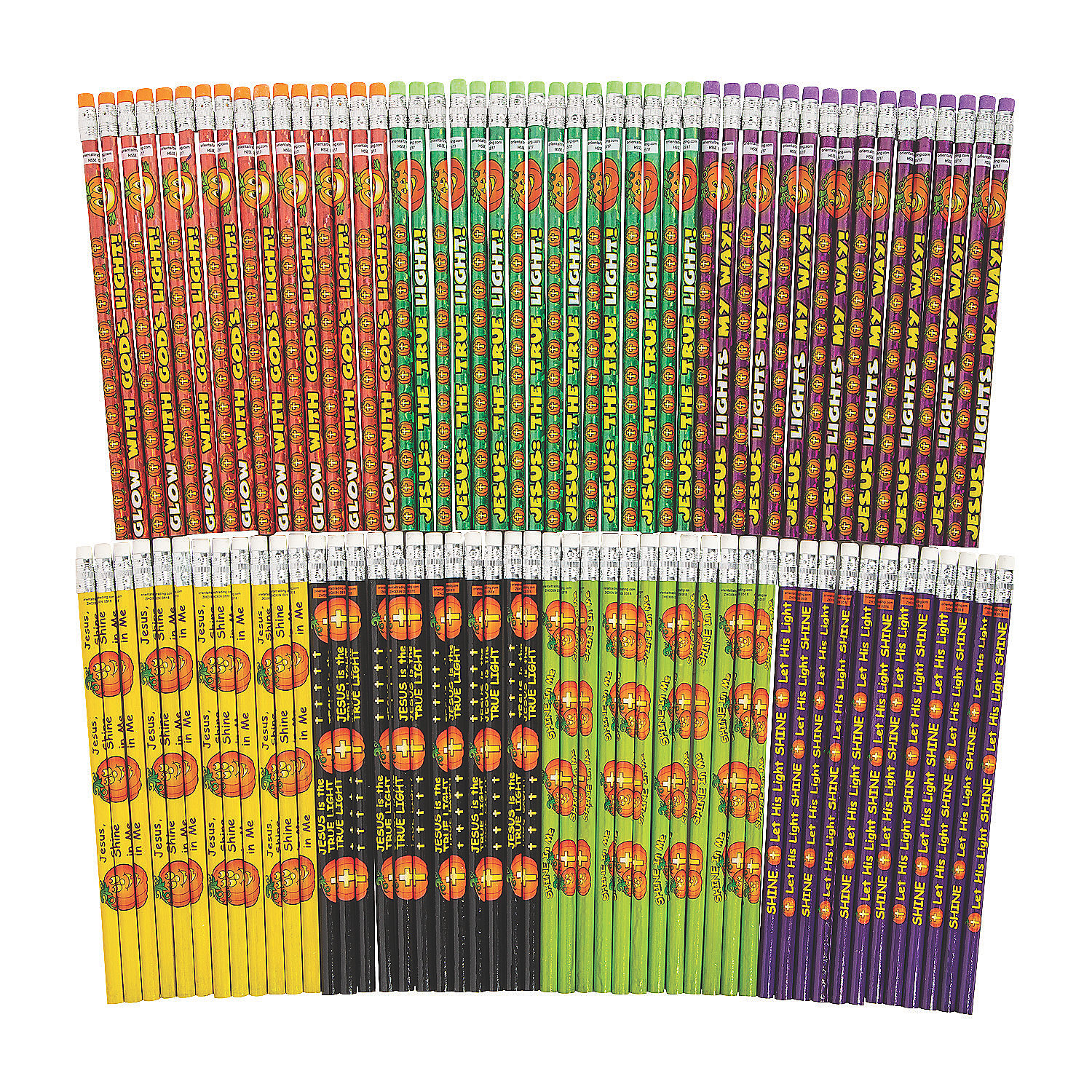 Bulk Christian Pumpkin Pencil Assortment, Stationery, Halloween, 96 Pieces