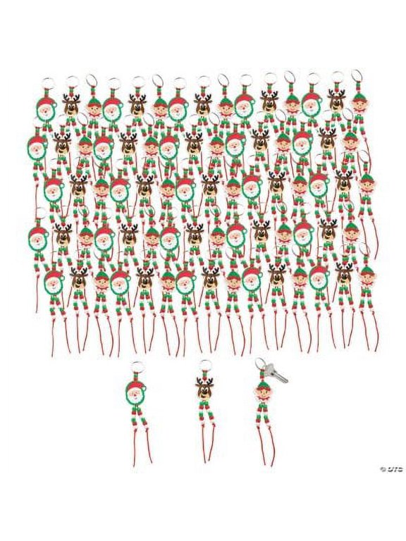 Bulk Christmas Beaded Keychain Craft Kit - Makes 50, Christmas, Craft Kits, 50 Pcs