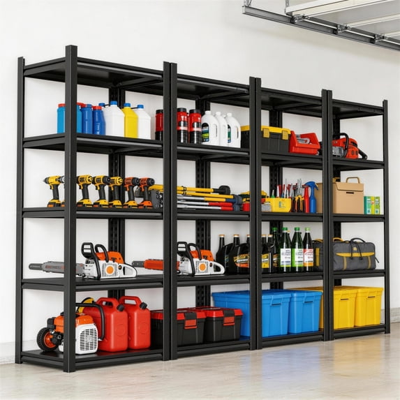 Bulk Clearance 2Pack 5 Tier 63"H 40"W 16"D Heavy-Duty Steel Garage Shelving, Double Columns Adjustable Thickened Waterproof Panels for Warehouse Office Workshop Garage