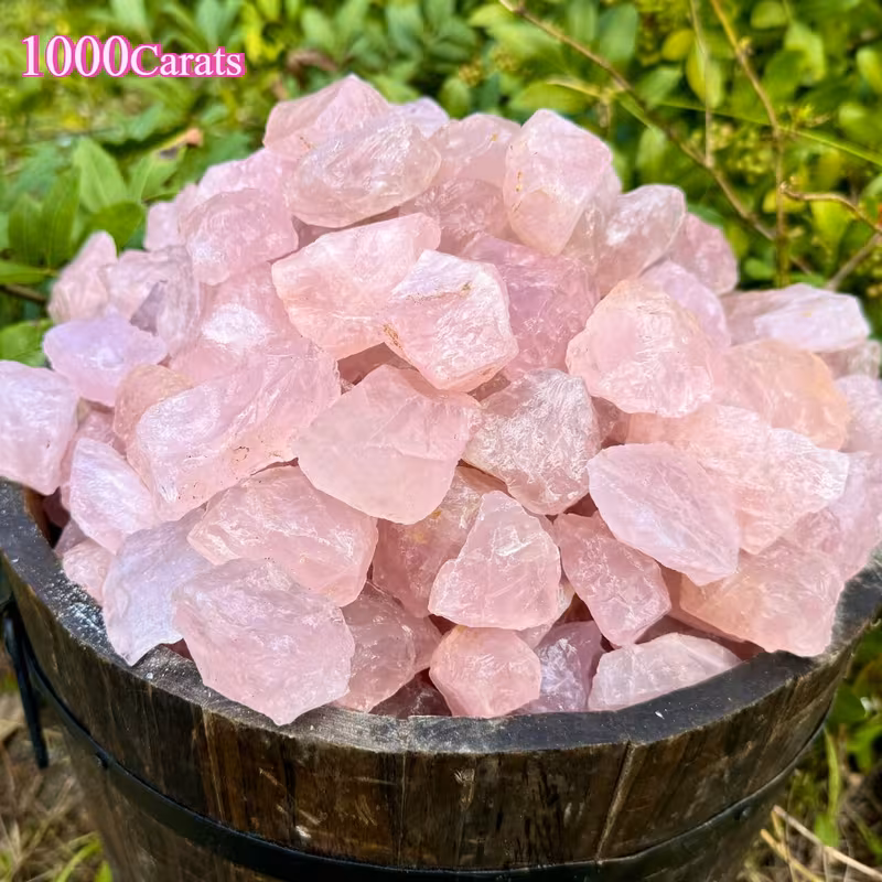 Bulk Collection of Natural Rough Rose Quartz Crystals Weighing 1000 Carats
