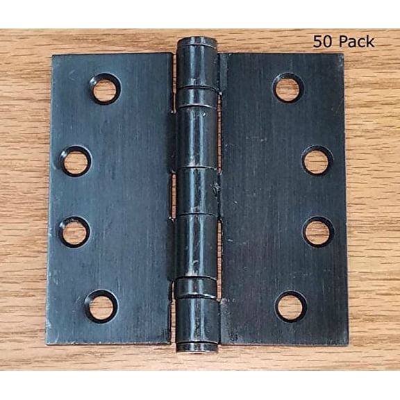 Bulk Commercial Door Hinges - 50 Pack - Oil Rubbed Bronze Ball Bearing - 4 Inch Square - Non-Removable Pin