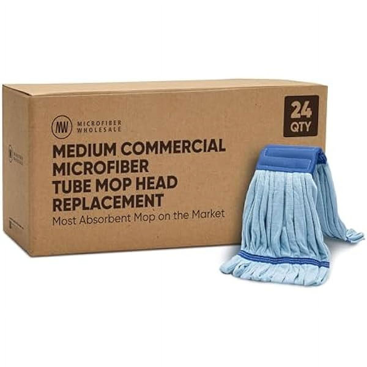 Bulk Commercial Mop Head Replacement (24 Count) Medium Microfiber