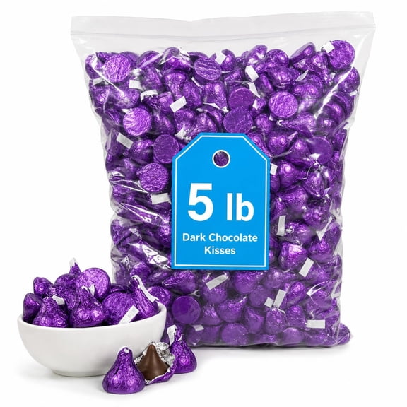 Bulk 5 LB Bag of Dark Mildly Sweet Chocolate Candy Kisses  Ideal for Holiday Parties, Gifts, and Desserts  Full Size Individually Wrapped Chocolates B0F1DKPQL3