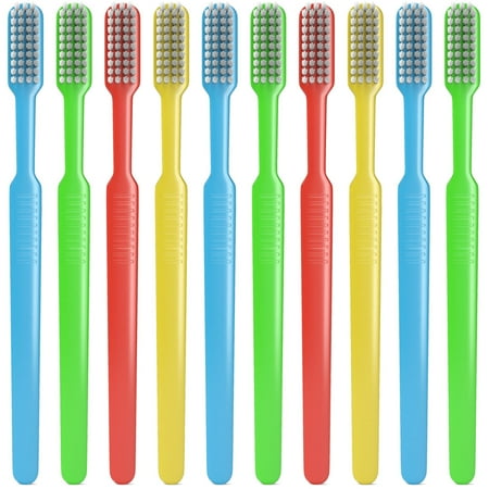 Bulk Disposable Soft Bristles Toothbrushes Individually Wrapped Assorted Colors - 100 Pack (Prepasted)