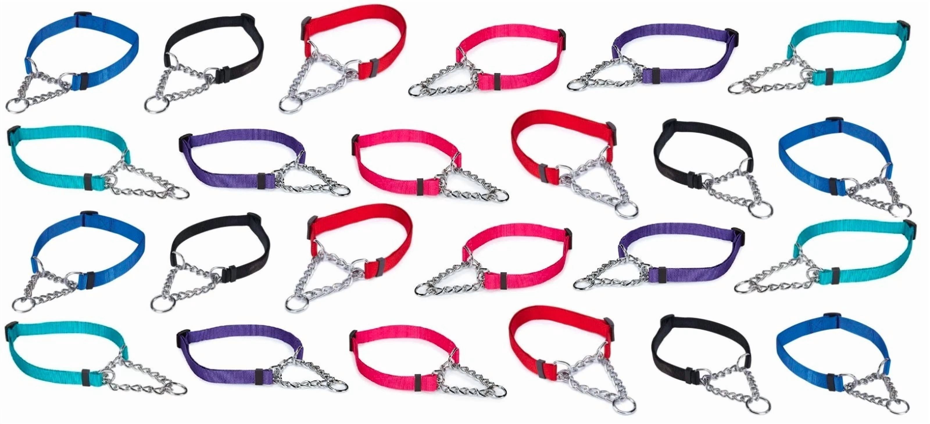 Bulk Dog Collars 25 Adjustable Chain Martingales Assorted Color Rescue Shelter (Large - 22 to 34 Inch)