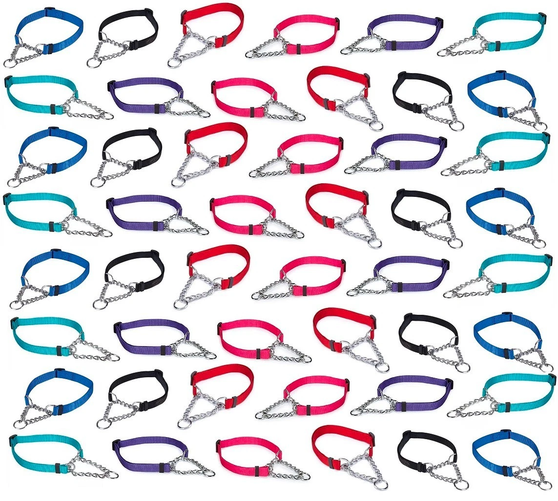 Bulk Dog Collars 50 Adjustable Chain Martingales Assorted Color Rescue Shelter (Medium - 16 to 24 Inch)