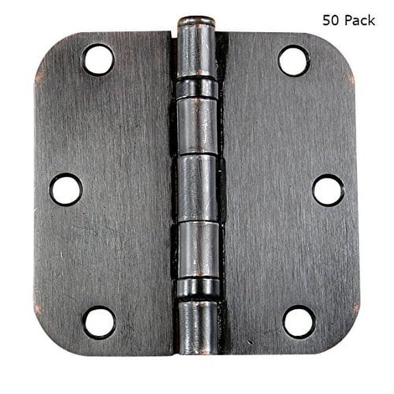 Bulk Door Hinges - 50 Pack - Oil Rubbed Bronze Ball Bearing 3.5 Inch with 5/8 Inch Radius Corners