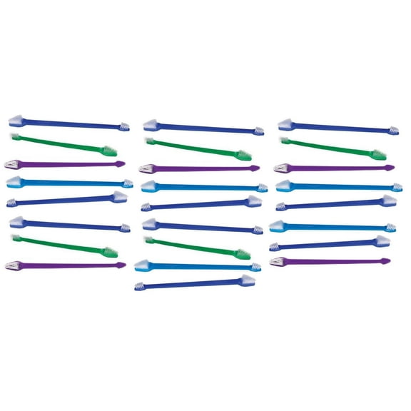Bulk Dual End Dog & Cat Toothbrushes Pet Oral Health Select Color & Quantity (Assorted Color - 25 Pack)