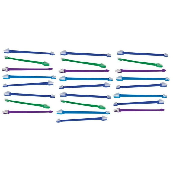 Bulk Dual End Dog & Cat Toothbrushes Pet Oral Health Select Color & Quantity (Assorted Color - 25 Pack)
