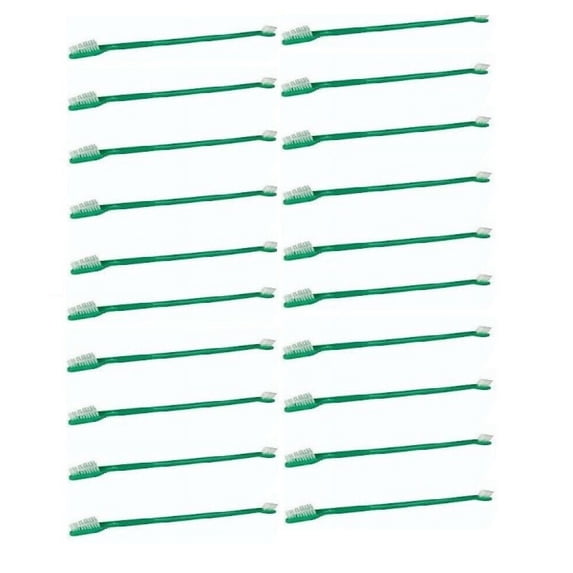 Bulk Dual End Dog & Cat Toothbrushes Pet Oral Health Select Color & Quantity (Green - 25 Pack)
