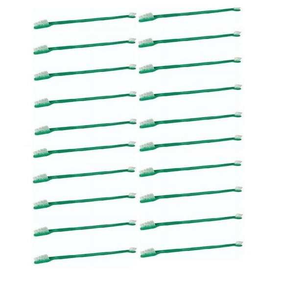 Bulk Dual End Dog & Cat Toothbrushes Pet Oral Health Select Color & Quantity (Green - 25 Pack)