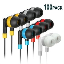 Bulk Earbuds 100 Pack Multi-color Keewonda Individually Wrapped In Ear Headphones for Schools Classrooms Libraries