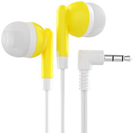 Bulk Earbuds with 3.5 mm Headphone Plug - 10 Pack - Yellow