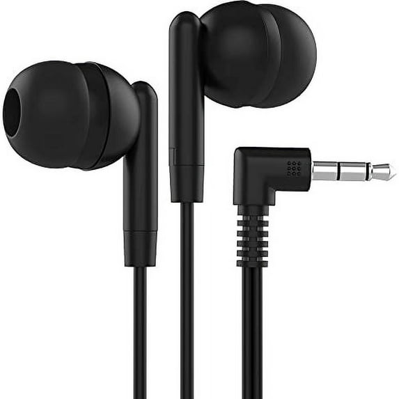 Bulk Earbuds with 3.5 mm Headphone Plug - 500 Pack - Jet Black