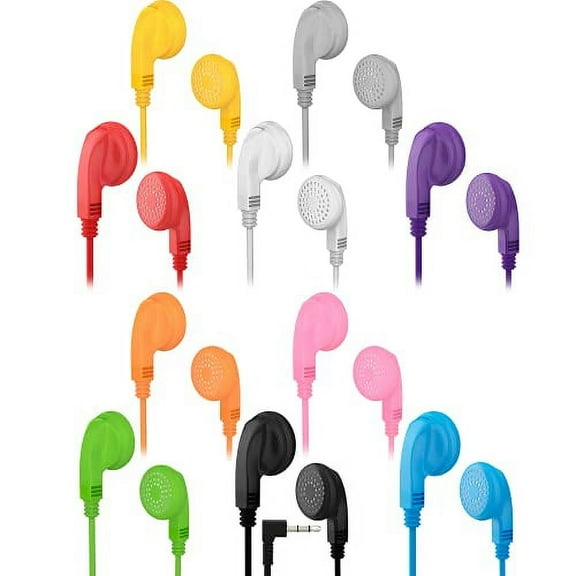 Bulk Earphones with 3.5 mm Headphone Plug - 100 Pack - Multi