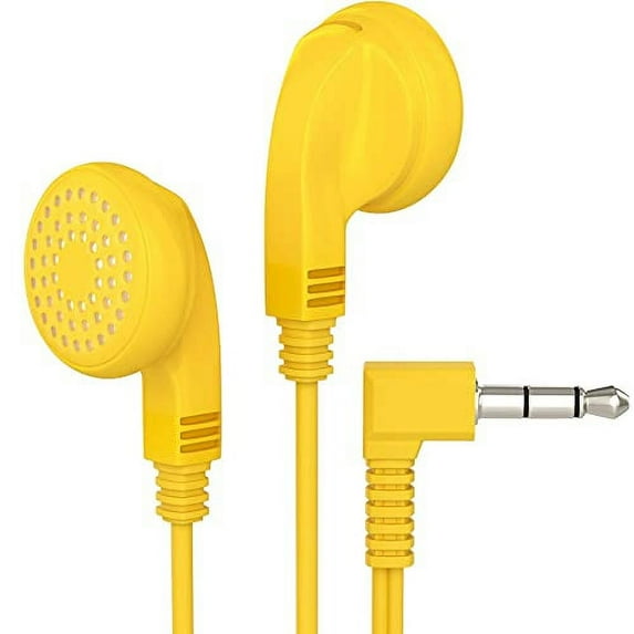 Bulk Earphones with 3.5 mm Headphone Plug - 30 Pack - Yellow